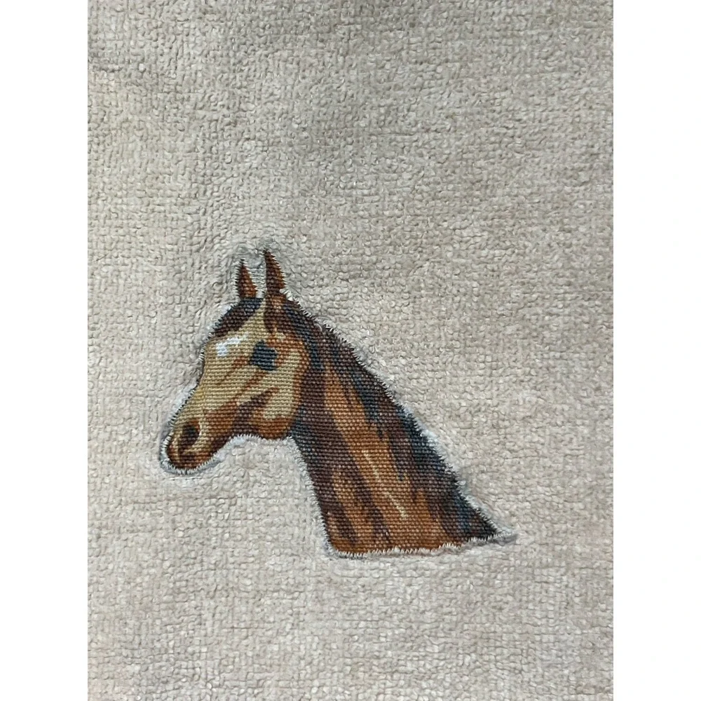 Vintage Retro Western/horse  Martex Washcloth Cotton Face Towel 70s Some Damage)